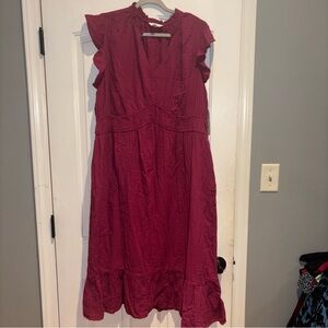 Time and Tru Deep Red Ruffled Top